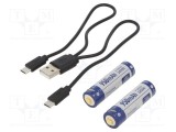 Acumul: Li-Ion 14500 3,6V 950mAh &Oslash;14,3x50,4mm Kit: cablu USB