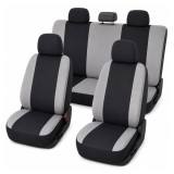 Set huse scaune auto universale gri-negru din material textil, 8 piese