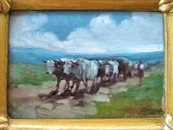 Constantin Păun (sec. XX)-Care cu boi, pictură &icirc;n ulei (1945)