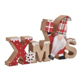 Decoratiune din Lemn de Craciun Shopiens&reg;, XMas Gnome Caciulita cu Carouri Cadou, 19.5x11 cm