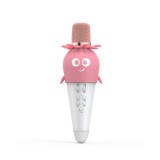Microfon Karaoke Wireless NeoHGS, Bluetooth, Difuzor, MicroSD, Baterie reincarcabila, Efecte voce, Lumini, Roz