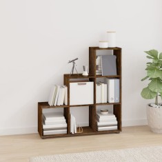 vidaXL Bibliotecă &icirc;n trepte, stejar fumuriu, 107 cm, lemn compozit 342606