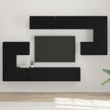 Set 10 Comode TV Perete vidaXL Stejar Negru 180x30x90.5cm Mobilier Living