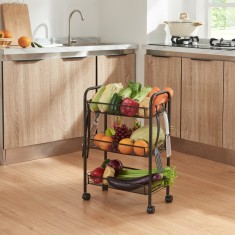 Carucior servire la masa Troms&amp;oslash; 63x44x26cm negru cu 3 cosuri [en.casa] HausGarden Leisure foto