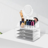 Organizator cosmetic transparent, cu oglinda Best CarHome, Bewello