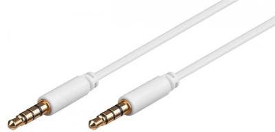 Cablu conector slim aurit Jack 4 pini 3.5 mm tata - 3.5 mm tata 1m alb cupru 4 contacte Goobay foto