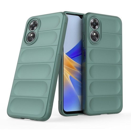 Husa wave, compatibila cu OPPO A58 4G, Grip Anti-Soc, Tpu, Deep Green