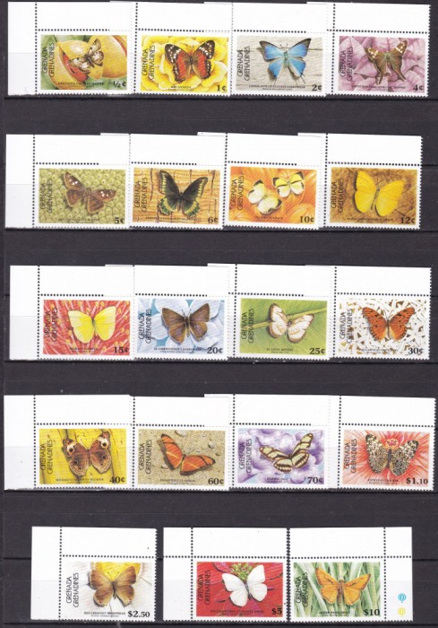 Grenada Grenadines 1985 fauna fluturi MI 672-690 MNH
