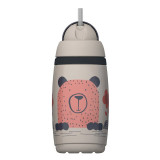 Canuta pentru antrenament, Tommee Tippee, Superstar, Cu protectie BacShield, Cu pai, Fara BPA, 266 ml, 12 luni+, Model urs, Bej