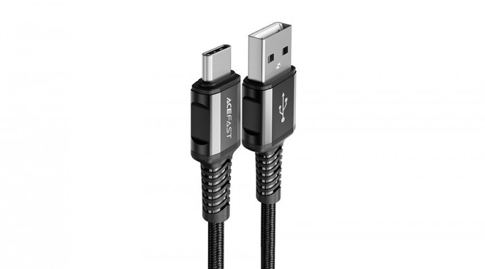 Acefast USB - Cablu USB tip C, 1,2 m, 3A, negru (C1-04-A-C-negru)