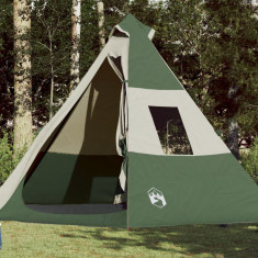 vidaXL Cort de camping 7 persoane, verde, 350x350x280 cm, tafta 185T