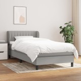 Cumpara ieftin Pat box spring cu saltea, gri deschis, 90x200 cm, textil