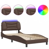 Cumpara ieftin Cadru de pat cu LED fara saltea, Hvar, maro, 90x190 cm