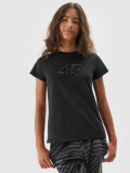 Tricou cu imprimeu pentru fete - negru, 4F Sportswear