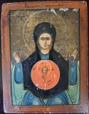 NI3-103 Maica Domnului a Semnului, icoană pictată pe lemn, secolul al XIX-lea, atelier din Kholui, Rusia
