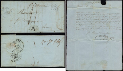 France 1843 Stampless Cover + Content Aubenas to St-Etienne DB.064 foto
