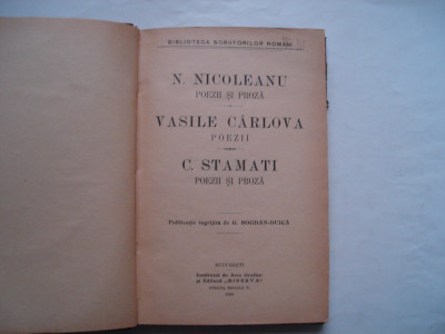 N. Nicoleanu - Poezii, Vasile Carlova - Poezii, C. Stamati - Poezii (1906) foto