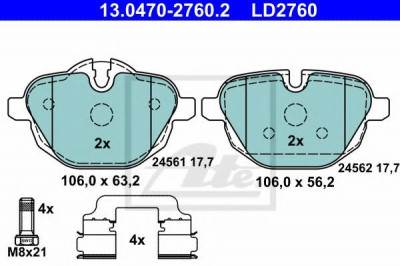 Set placute frana,frana disc BMW Seria 5 (F10, F18) (2009 - 2016) ATE 13.0470-2760.2 foto