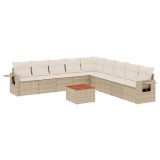 Cumpara ieftin Set canapele de gradina cu perne, 10 piese, bej, poliratan