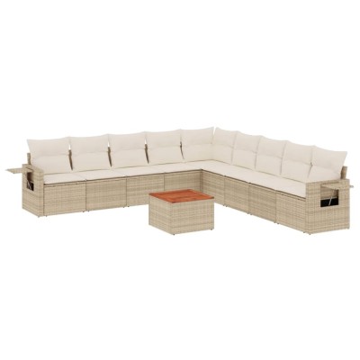Set canapele de gradina cu perne, 10 piese, bej, poliratan foto