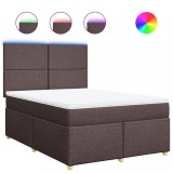 Cumpara ieftin Pat box spring cu saltea, maro inchis, 140x200 cm, textil