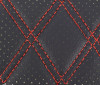 Material imitatie piele tapiterie romb cu gaurele negru/cusatura rosie Cod: Y02NR Automotive TrustedCars, Oem