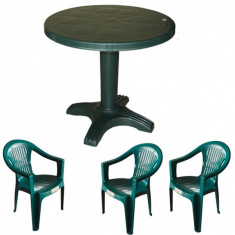 Set gradina masa 80 cm cu 3 scaune Carnaval culoare verde B001029 Raki foto