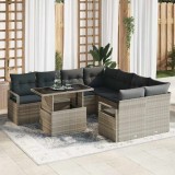 Cumpara ieftin Set de canapele pentru gradina 9 pcs Gri deschis Rattan poli