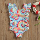 Costum de baie multicolor cu volanne verticale drool (marime: 110)