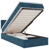 Cumpara ieftin Cadru de pat otoman cu saltea, catifea albastru inchis 90x200cm