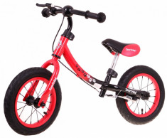 Bicicleta copii, fara pedale, 12 inch, scaun din piele eco, reglabil, rosu foto