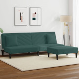 Set canapea cu perne, 2 piese, verde &icirc;nchis, catifea GartenMobel Dekor, vidaXL