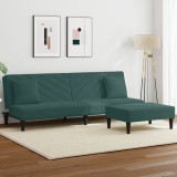 VidaXL Set canapea cu perne, 2 piese, verde &icirc;nchis, catifea