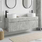Cumpara ieftin Set dulap baie 3 buc. Gri Beton 157 x 44,5 x 80 cm