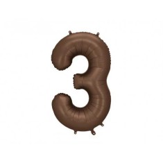 Balon folie satin cifra 3 mocha 86 cm foto