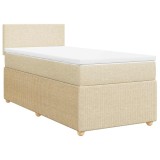 Cumpara ieftin Pat box spring cu saltea, crem, 90x200 cm, textil