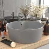 VidaXL Chiuvetă de lux cu preaplin, gri deschis mat, 36x13 cm ceramică
