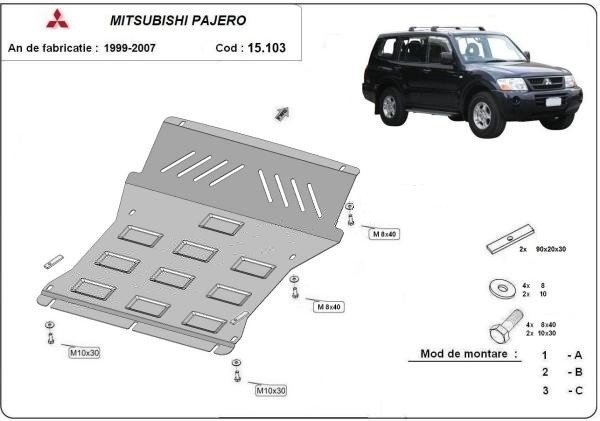 Scut metalic motor si radiator Mitsubishi Pajero 3 (V60, V70) Vers 2.0 1998-2007