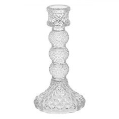 Sfeșnic Sticlă, Model 3 Bile, Transparent, 7.5x15.5cm