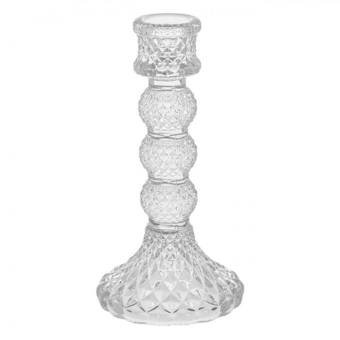 Sfeșnic Sticlă, Model 3 Bile, Transparent, 7.5x15.5cm