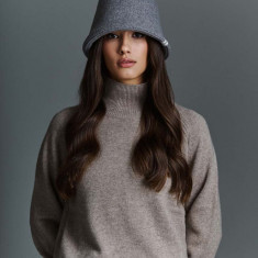 LE SH KA headwear pălărie de cașmir Grey Bucket culoarea gri, de lana