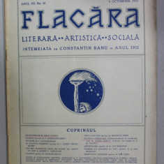 FLACARA , REVISTA LITERARA , ARTISTICA , SOCIALA , ANUL VII , NR. 40 , 6 OCTOMBRIE , 1922