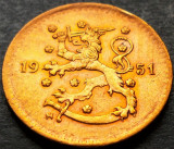 Moneda istorica 1 MARKKA - FINLANDA, anul 1951 * cod 2189 = excelenta, Europa
