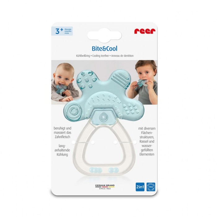 Inel pentru dentitie Bite&amp;Cool cu zornaitoare pentru bebelusi, 3+ luni, Reer 79313 Children SafetyCare