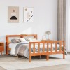 Gossi cadru de pat cu tablie, maro ceruit, 135x190 cm, lemn masiv pin