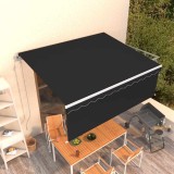VidaXL Copertină retractabilă automat cu stor, antracit, 4x3 m