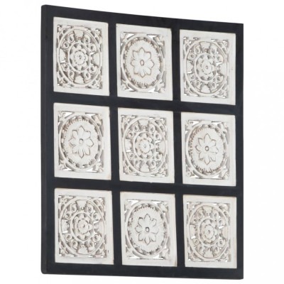Panouri de perete sculptate manual, negru/alb, 60x60x1,5 cm MDF GartenMobel Dekor foto