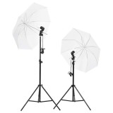 vidaXL Kit lumini studio foto, trepiede+umbrele