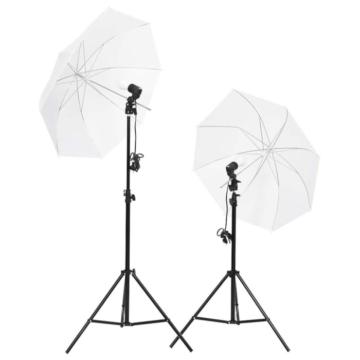 vidaXL Kit lumini studio foto, trepiede+umbrele