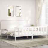 Cumpara ieftin Cadru de pat fără saltea, alb, 200x200 cm, lemn masiv pin